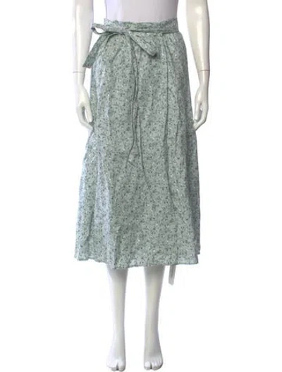 Pre-owned Reformation Linen Midi Length Skirt In Green