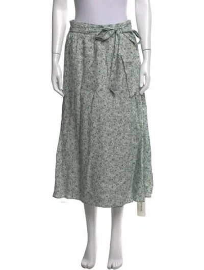 Pre-owned Reformation Linen Midi Length Skirt In Green
