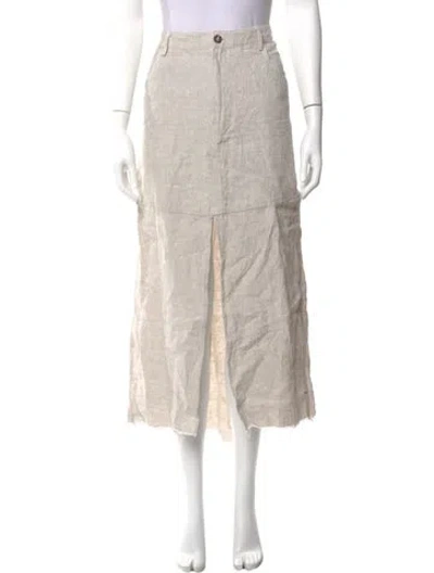 Pre-owned Reformation Linen Midi Length Skirt In Neutral