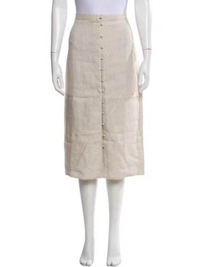 Pre-owned Reformation Linen Midi Length Skirt In Neutral
