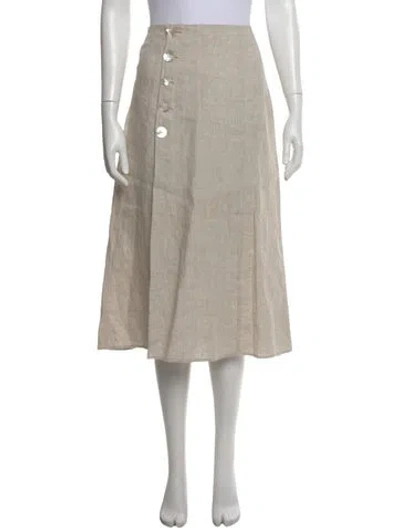 Pre-owned Reformation Linen Midi Length Skirt In Neutral
