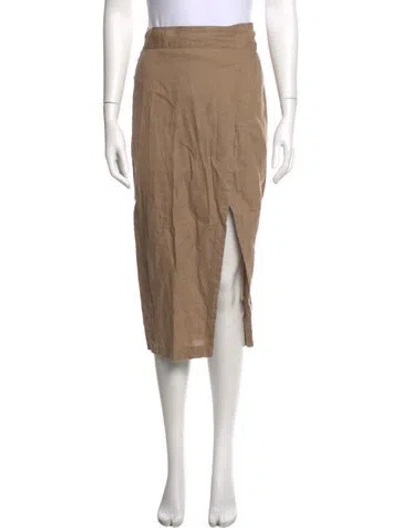 Pre-owned Reformation Linen Midi Length Skirt In Neutral