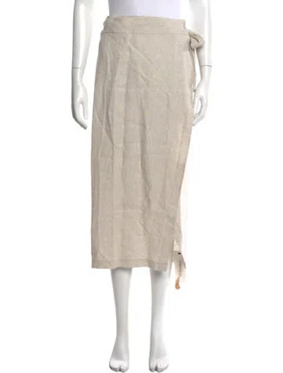 Pre-owned Reformation Linen Midi Length Skirt In Neutral