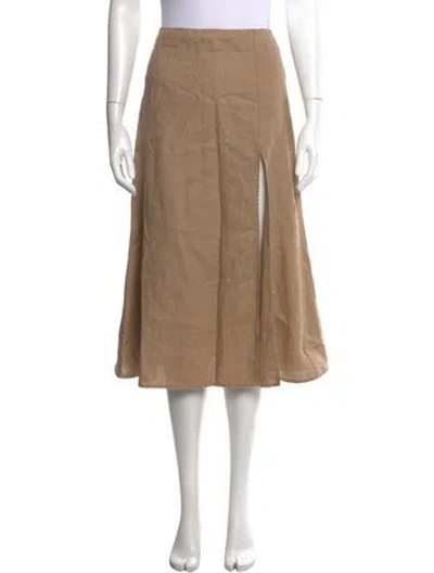 Pre-owned Reformation Linen Midi Length Skirt In Neutrals