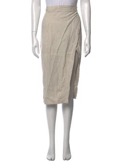 Pre-owned Reformation Linen Midi Length Skirt In Neutrals