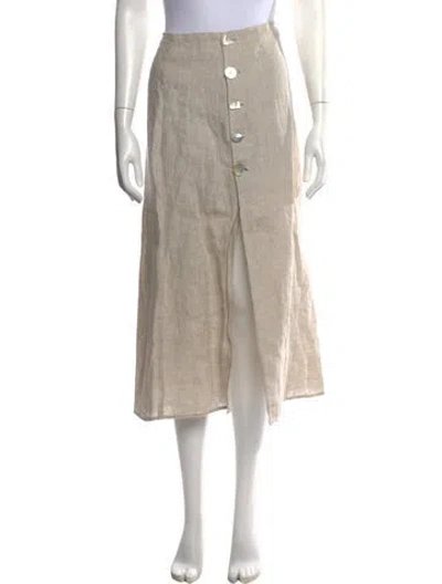 Pre-owned Reformation Linen Midi Length Skirt In Neutrals
