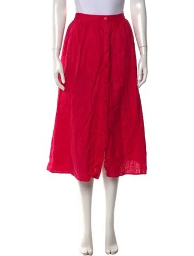 Pre-owned Reformation Linen Midi Length Skirt In Pink