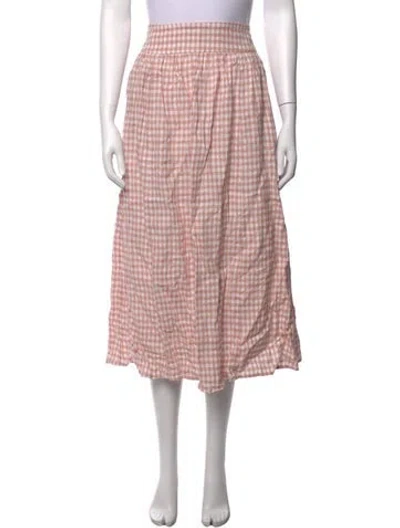 Pre-owned Reformation Linen Midi Length Skirt In Pink