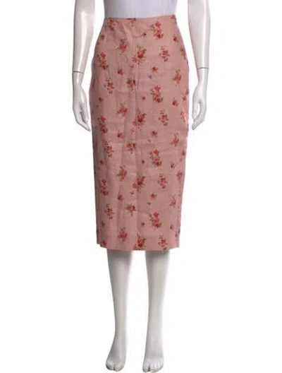 Pre-owned Reformation Linen Midi Length Skirt In Pink