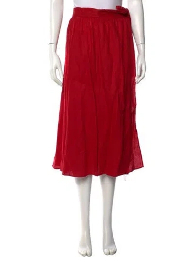 Pre-owned Reformation Linen Midi Length Skirt In Red