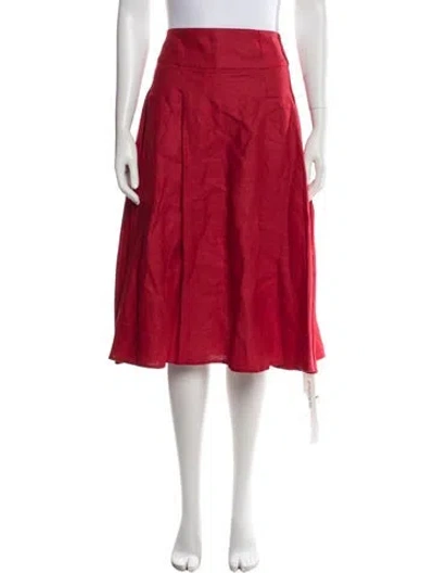 Pre-owned Reformation Linen Midi Length Skirt In Red