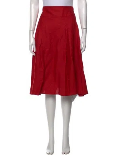 Pre-owned Reformation Linen Midi Length Skirt In Red