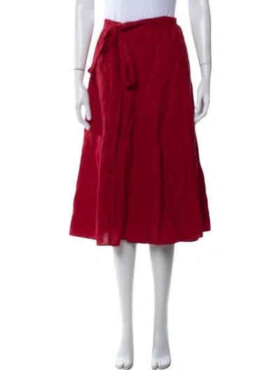 Pre-owned Reformation Linen Midi Length Skirt In Red