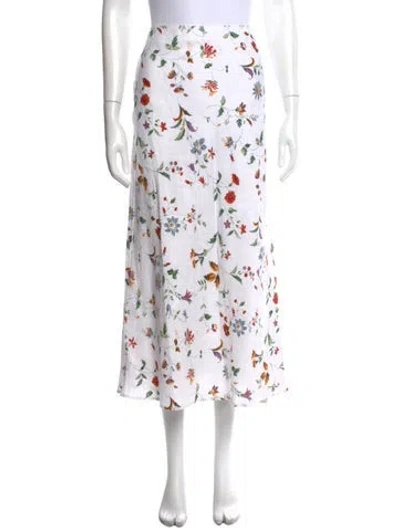 Pre-owned Reformation Linen Midi Length Skirt W/ Tags In White
