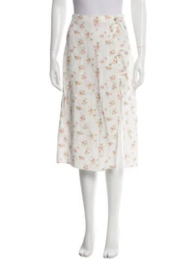 Pre-owned Reformation Linen Midi Length Skirt In White