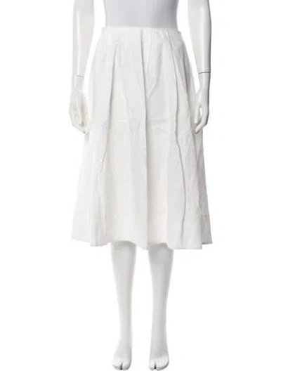 Pre-owned Reformation Linen Midi Length Skirt In White