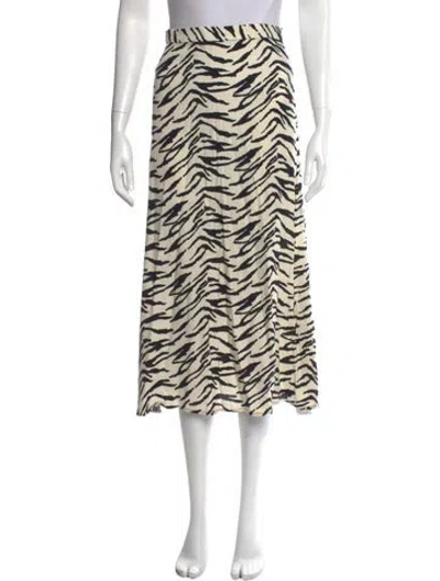 Pre-owned Reformation Linen Midi Length Skirt In White