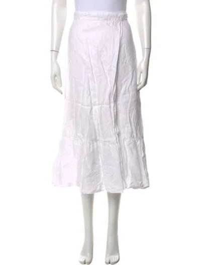 Pre-owned Reformation Linen Midi Length Skirt In White