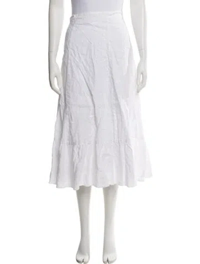 Pre-owned Reformation Linen Midi Length Skirt In White