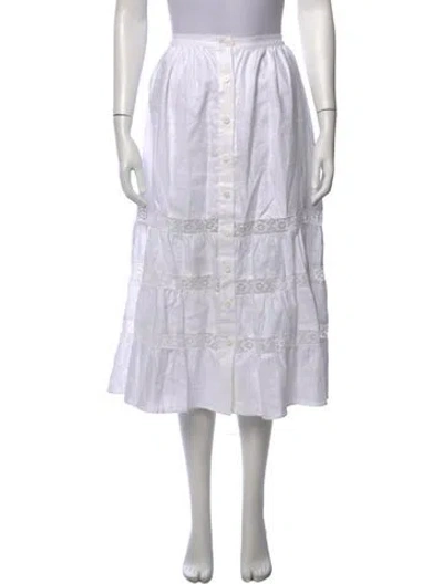 Pre-owned Reformation Linen Midi Length Skirt In White