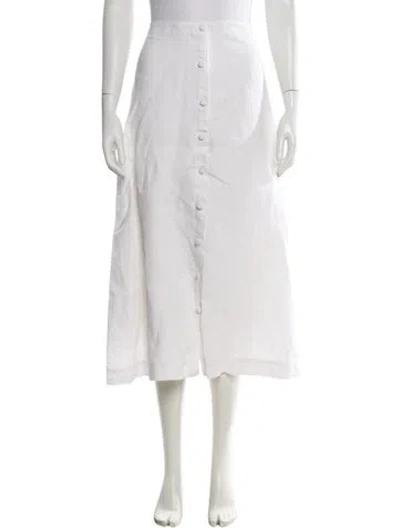 Pre-owned Reformation Linen Midi Length Skirt In White