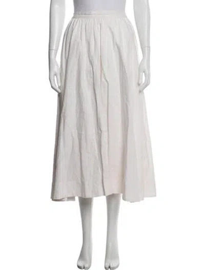 Pre-owned Reformation Linen Midi Length Skirt In White