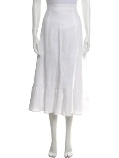 Pre-owned Reformation Linen Midi Length Skirt In White