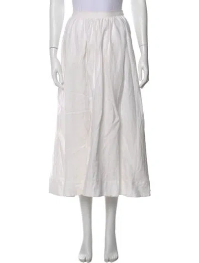 Pre-owned Reformation Linen Midi Length Skirt In White