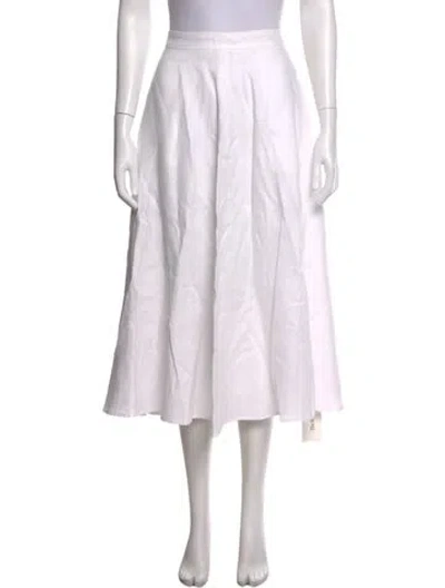 Pre-owned Reformation Linen Midi Length Skirt In White