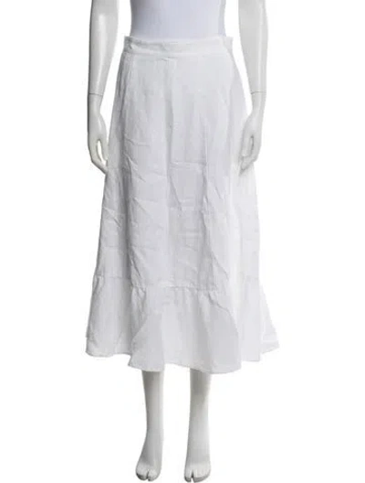 Pre-owned Reformation Linen Midi Length Skirt In White
