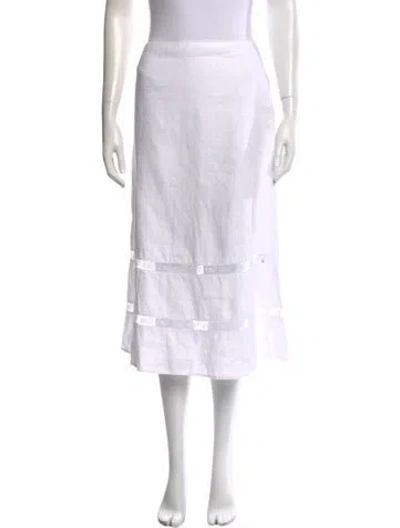 Pre-owned Reformation Linen Midi Length Skirt In White