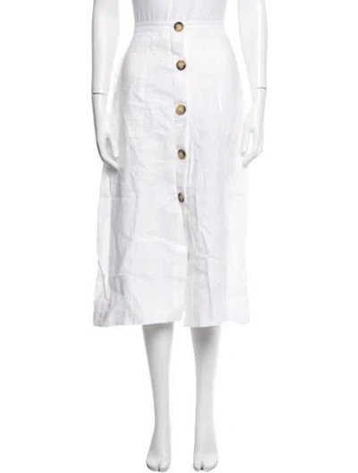 Pre-owned Reformation Linen Midi Length Skirt In White