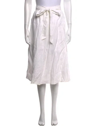 Pre-owned Reformation Linen Midi Length Skirt In White