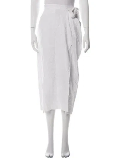Pre-owned Reformation Linen Midi Length Skirt In White