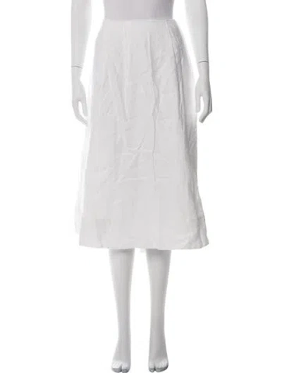 Pre-owned Reformation Linen Midi Length Skirt In White