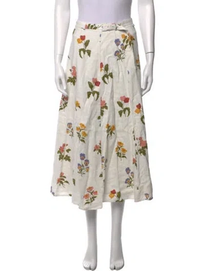 Pre-owned Reformation Linen Midi Length Skirt In White