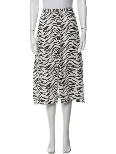 Pre-owned Reformation Linen Midi Length Skirt In White