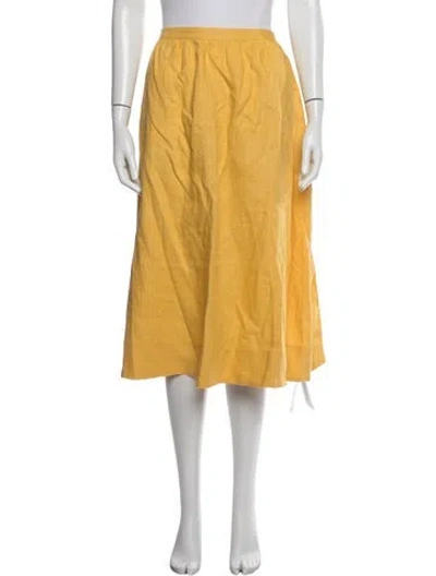Pre-owned Reformation Linen Midi Length Skirt In Yellow