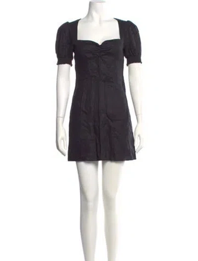 Pre-owned Reformation Linen Mini Dress In Black