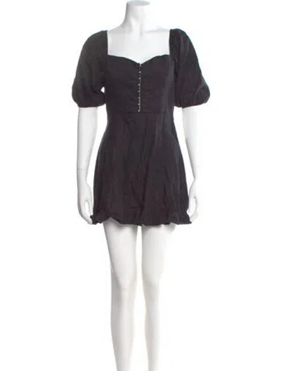 Pre-owned Reformation Linen Mini Dress In Black