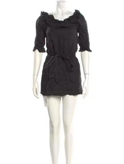 Pre-owned Reformation Linen Mini Dress In Black