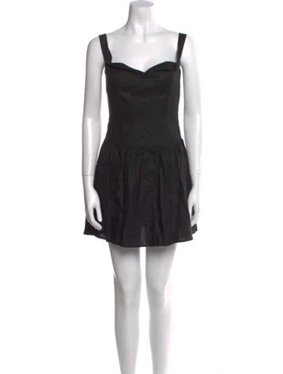 Pre-owned Reformation Linen Mini Dress In Black