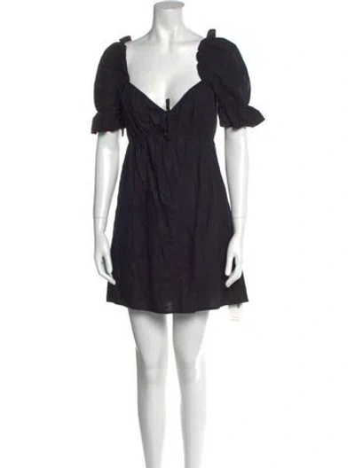 Pre-owned Reformation Linen Mini Dress In Black