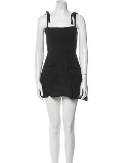 Pre-owned Reformation Linen Mini Dress In Black