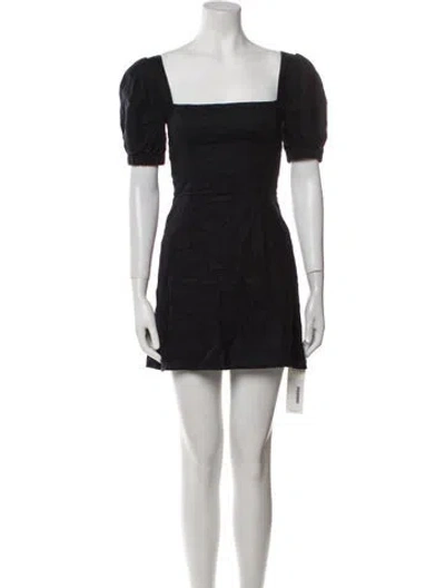 Pre-owned Reformation Linen Mini Dress In Black