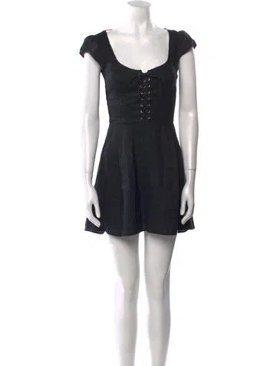 Pre-owned Reformation Linen Mini Dress In Black