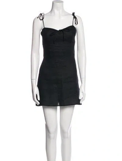 Pre-owned Reformation Linen Mini Dress In Black