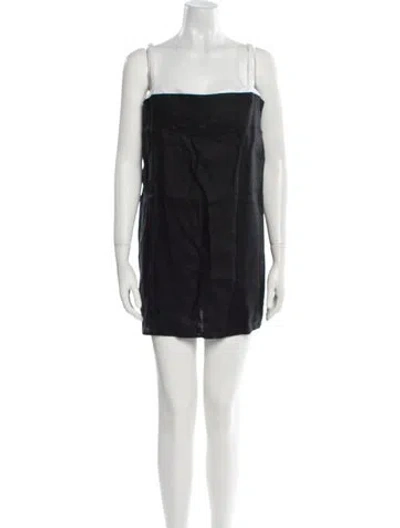 Pre-owned Reformation Linen Mini Dress In Black