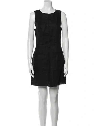 Pre-owned Reformation Linen Mini Dress In Black