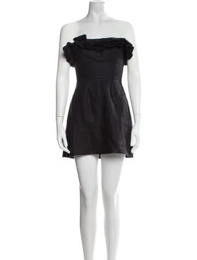 Pre-owned Reformation Linen Mini Dress In Black